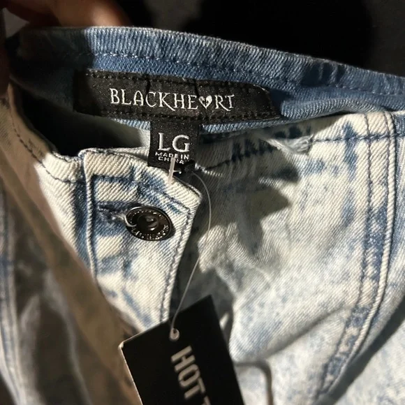 Blackheart Heart Pocket Acid Wash Denim overall Dress - Picture 5 of 5